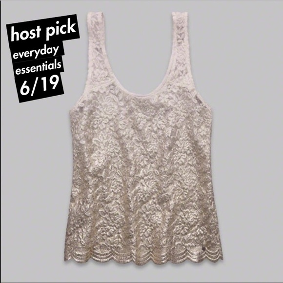 Abercrombie & Fitch Tops - Abercrombie Shiny Gold “Lace” Tank Top